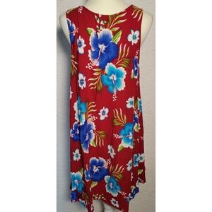 Aloha Fashion One Size Dress Sleeveless Floral Hawaiian Knee Length Beach 1805